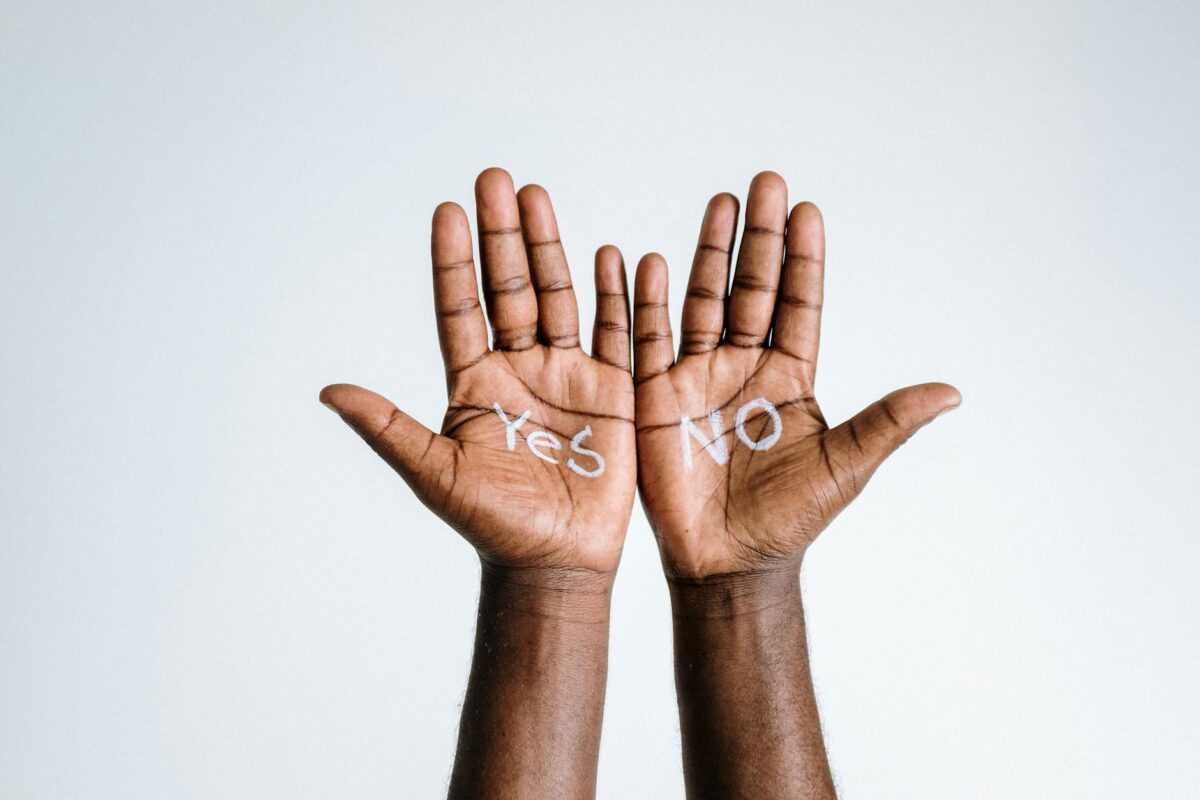 photo of person s hand with words