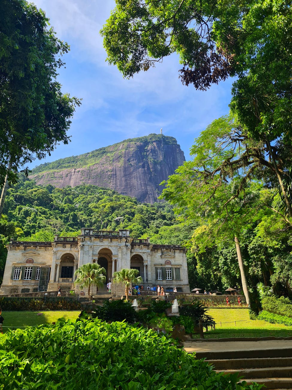 historic mansion with corcovado mountain in rio