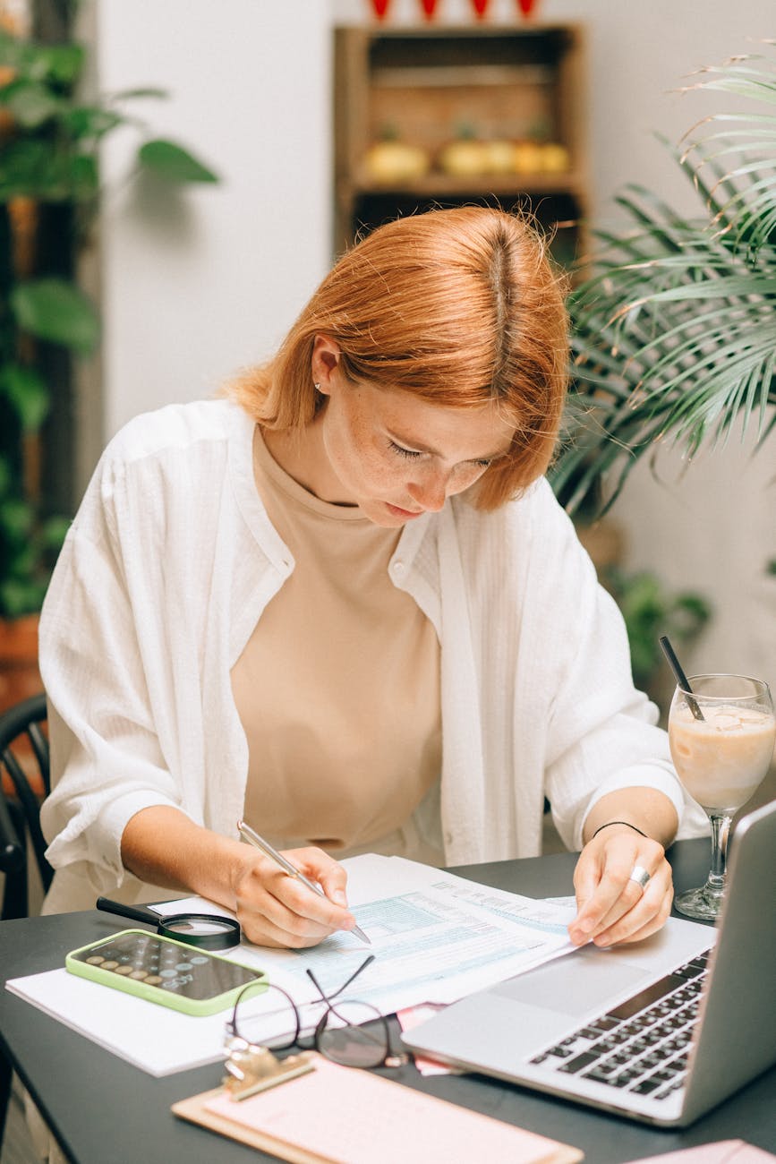 woman coffee smartphone desk