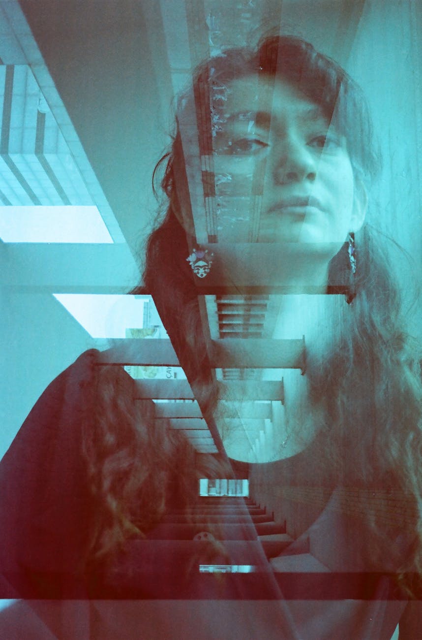 woman portrait over wall