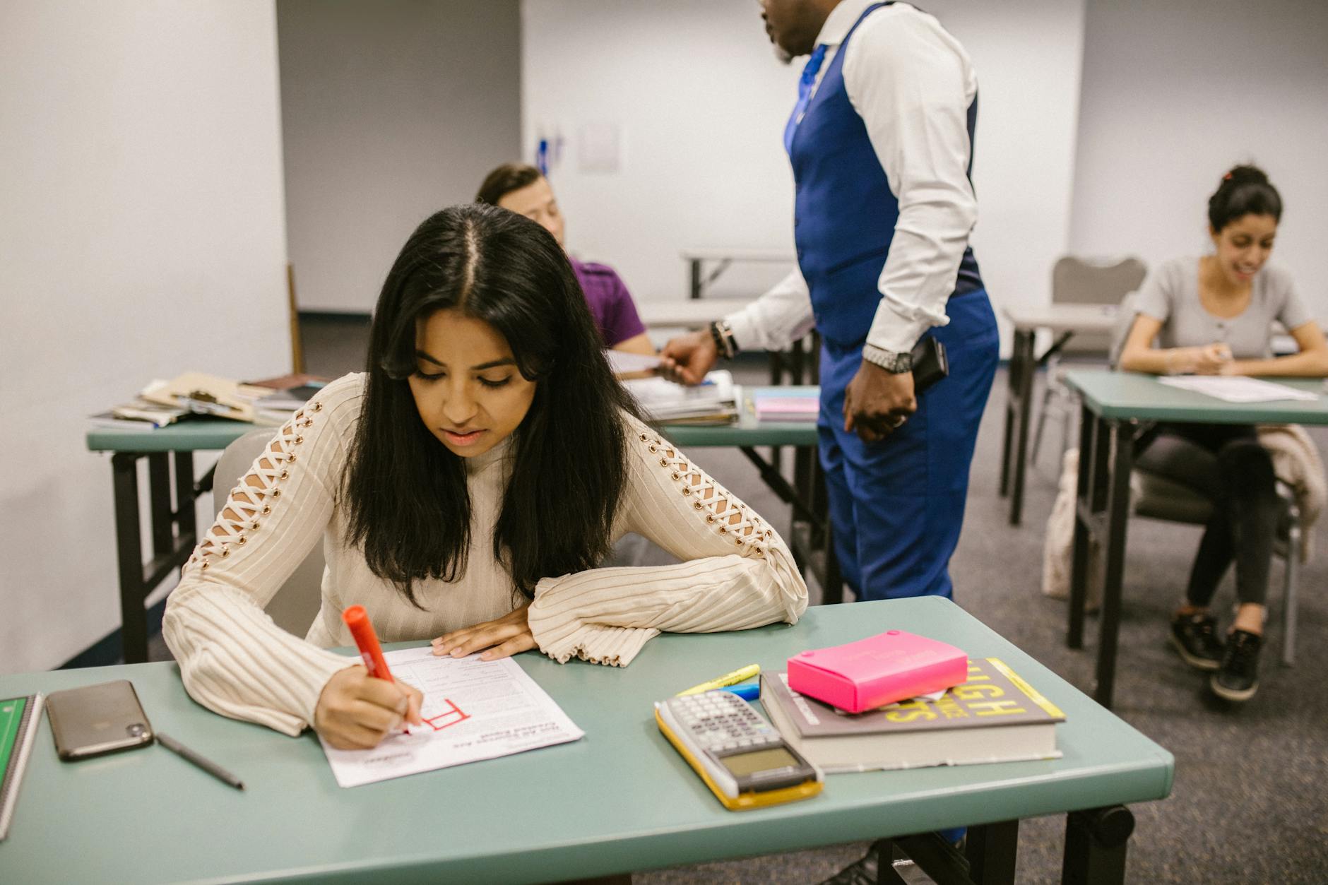 student cheating during an exam