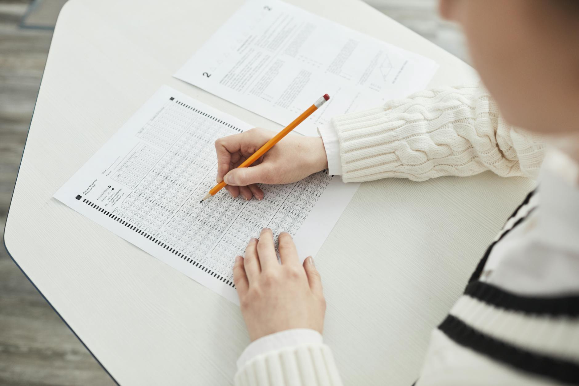 a person taking an exam