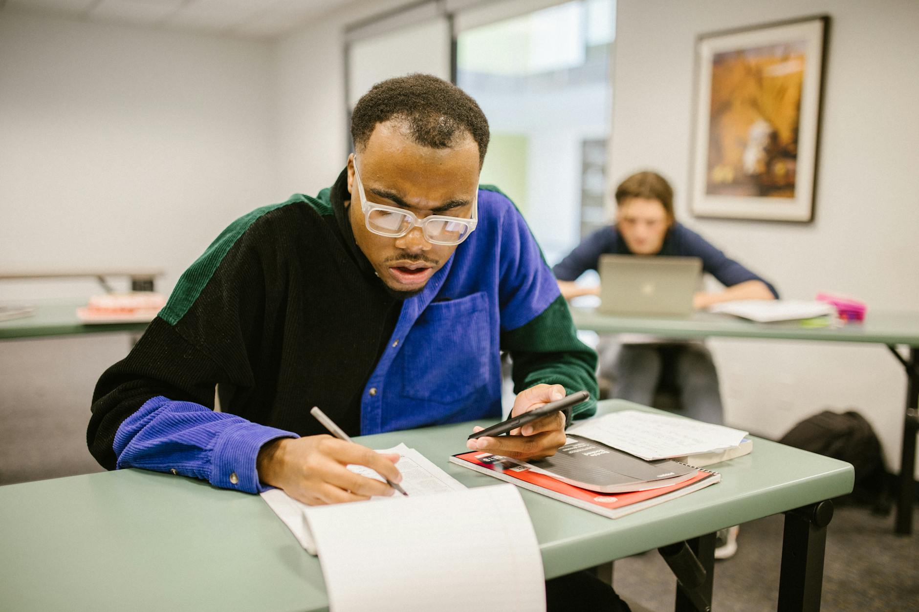 student cheating during an exam
