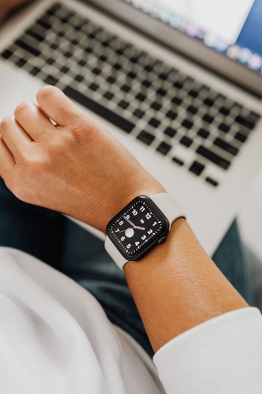 person wearing smartwatch
