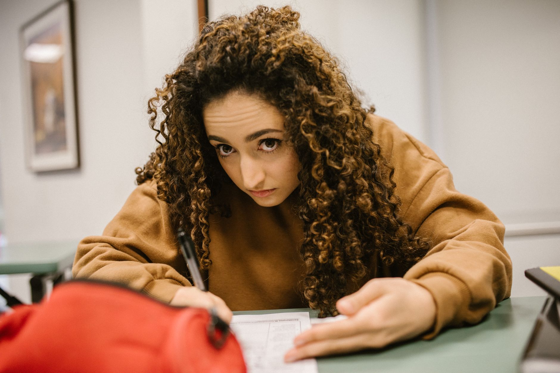 student cheating during an exam
