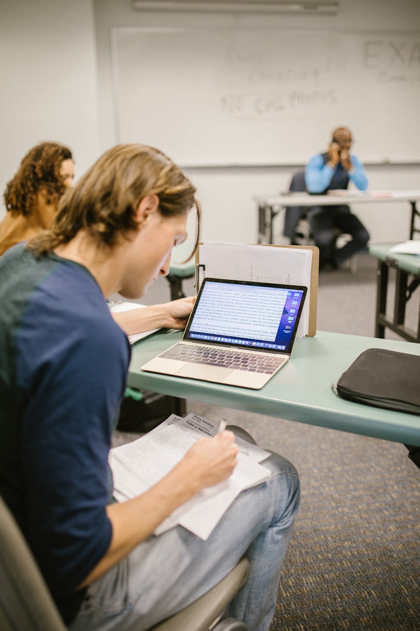 student cheating during an exam
