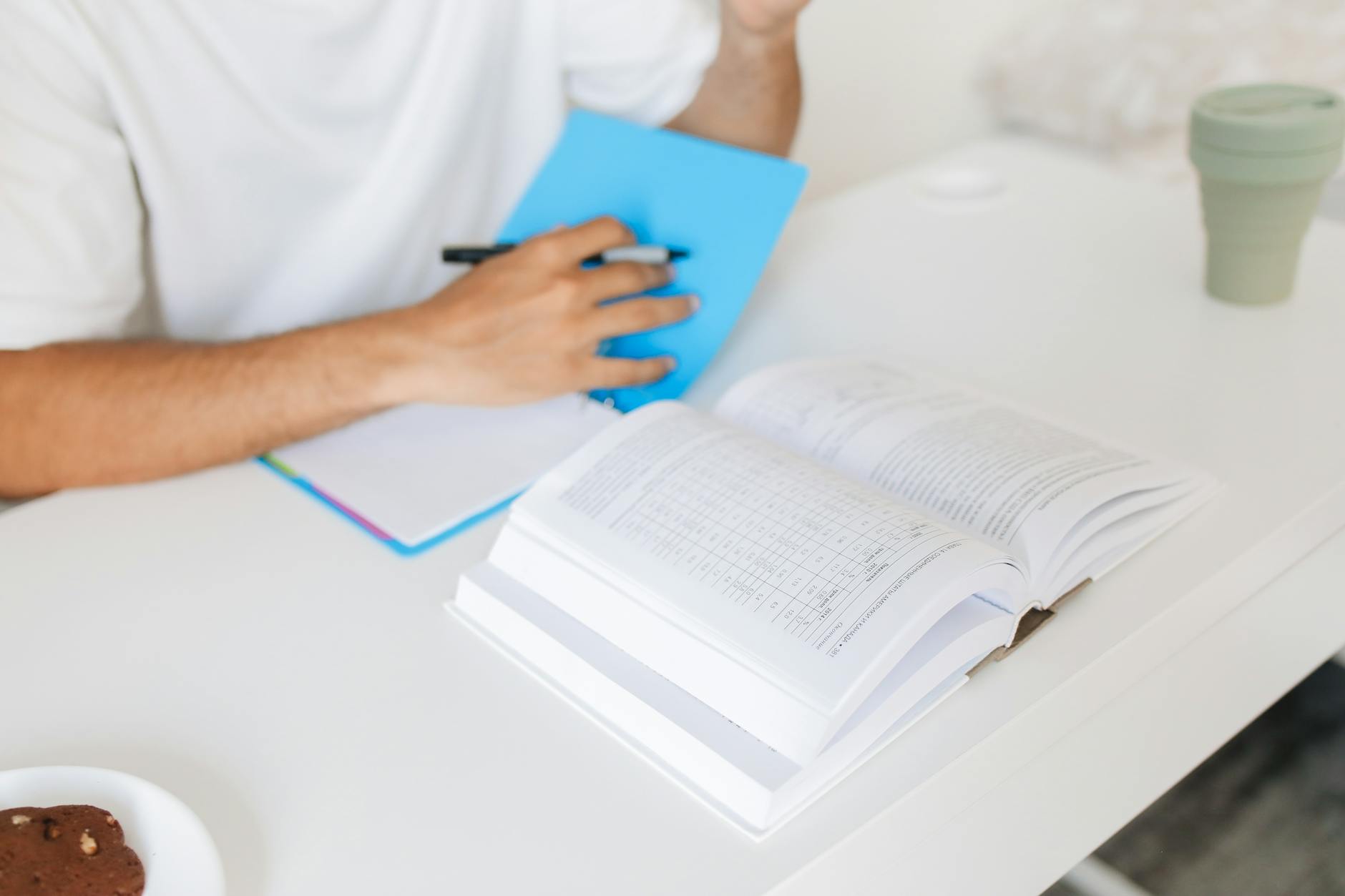 close up shot of a person studying
