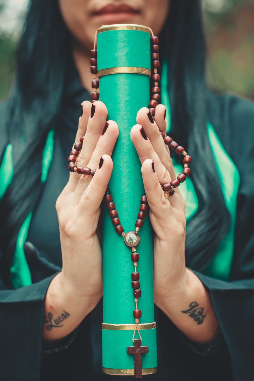woman with rosary