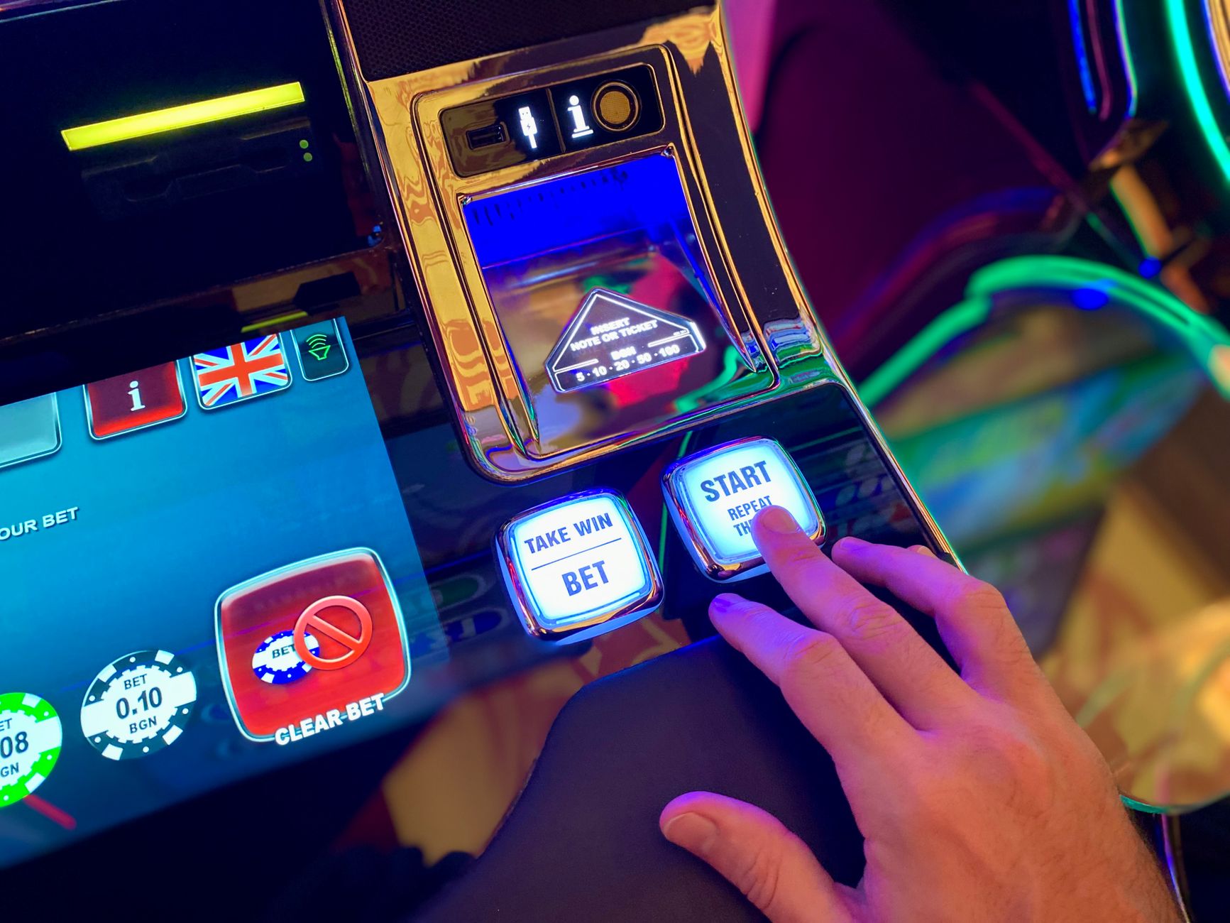 close up of casino slot machine interface