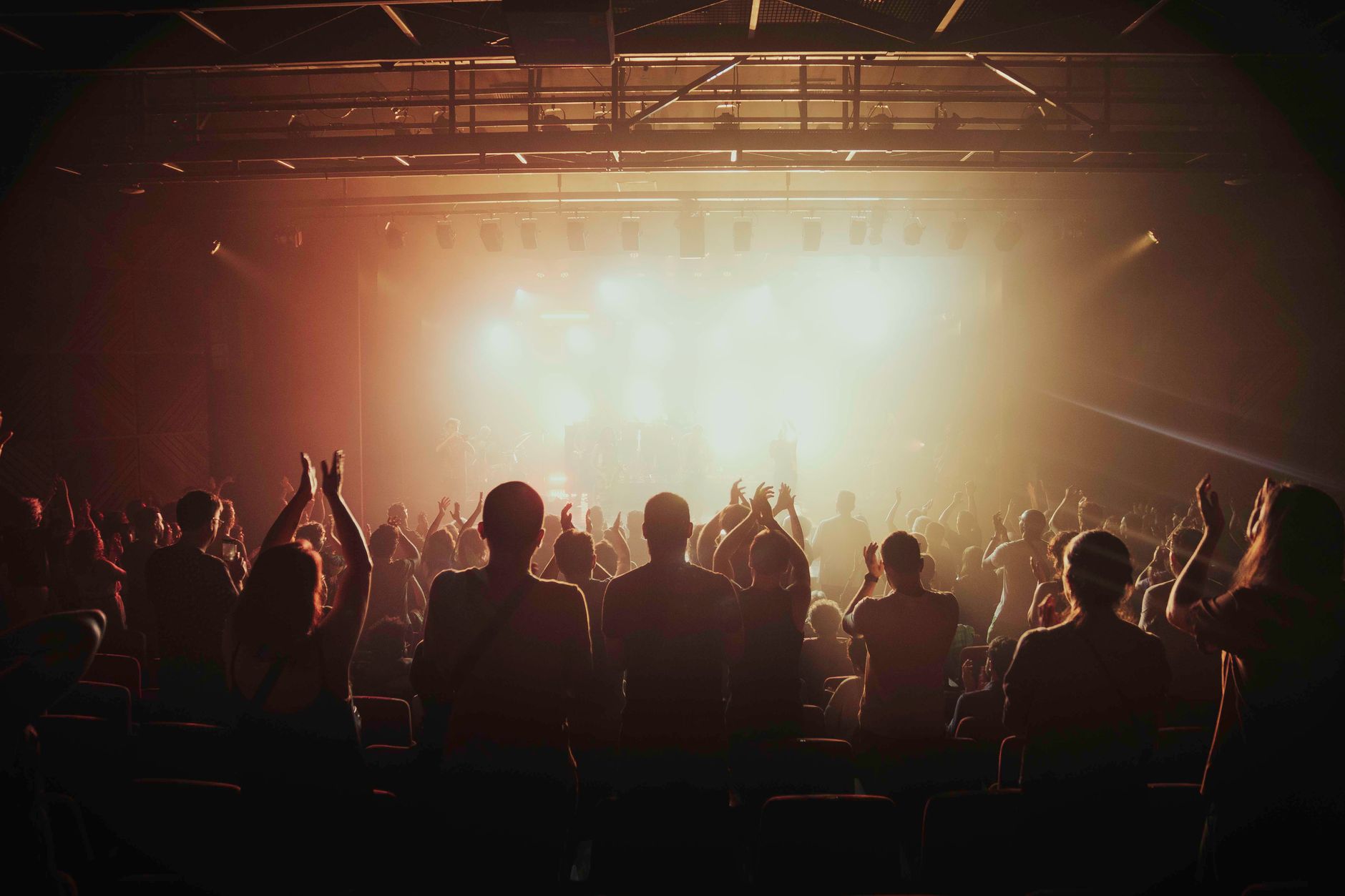 energetic concert crowd enjoying live performance
