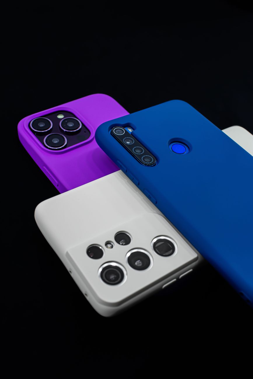vibrant smartphones on dark background