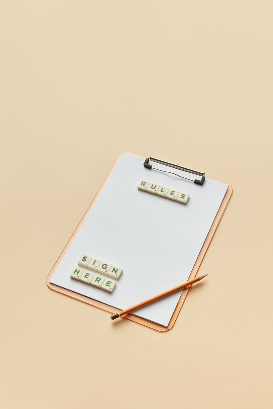 letter tiles on a clipboard