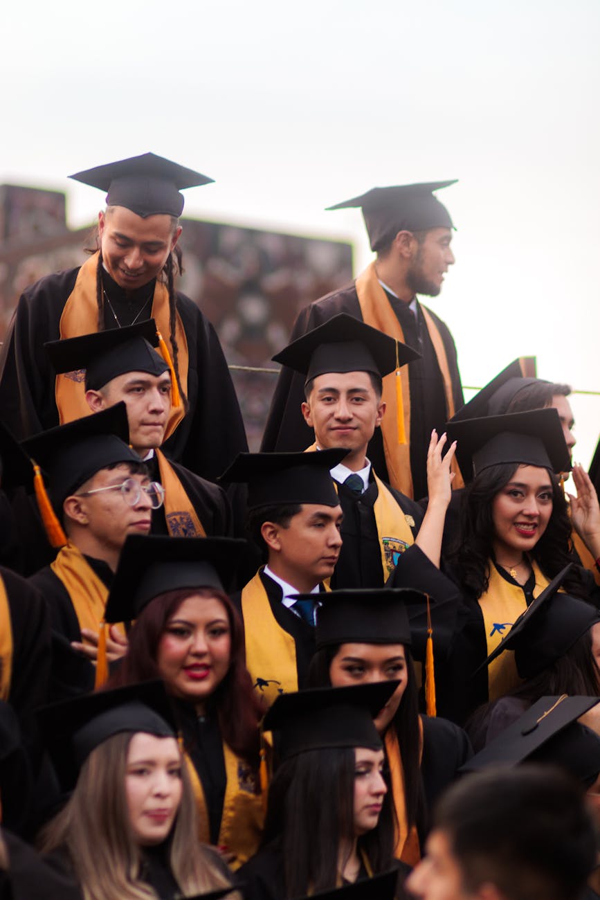 celebratory college graduation ceremony gathering
