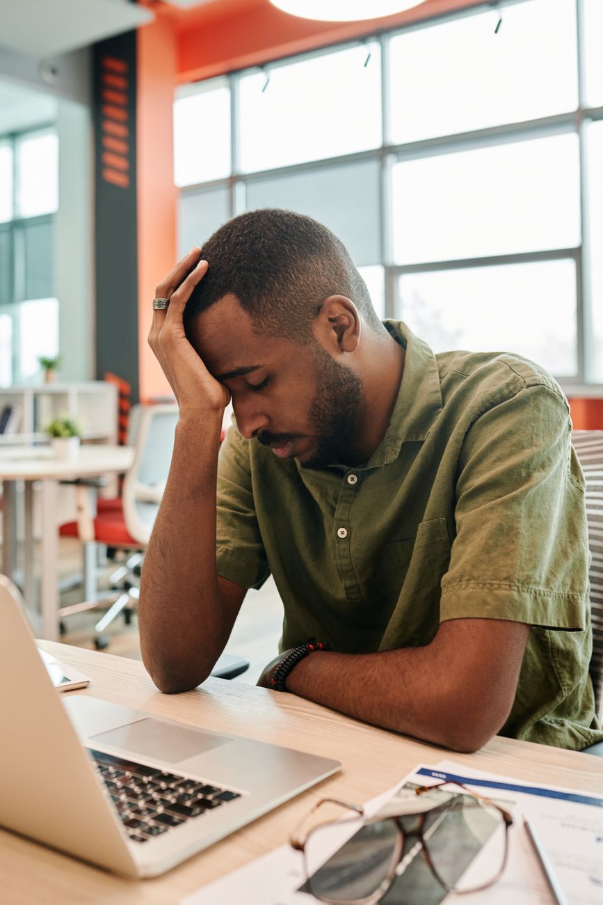 a tired man at the office